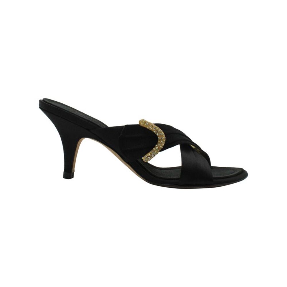 Giuseppe Zanotti Crystal-Embellished Cross-Strap Mule Sandals in Black Satin